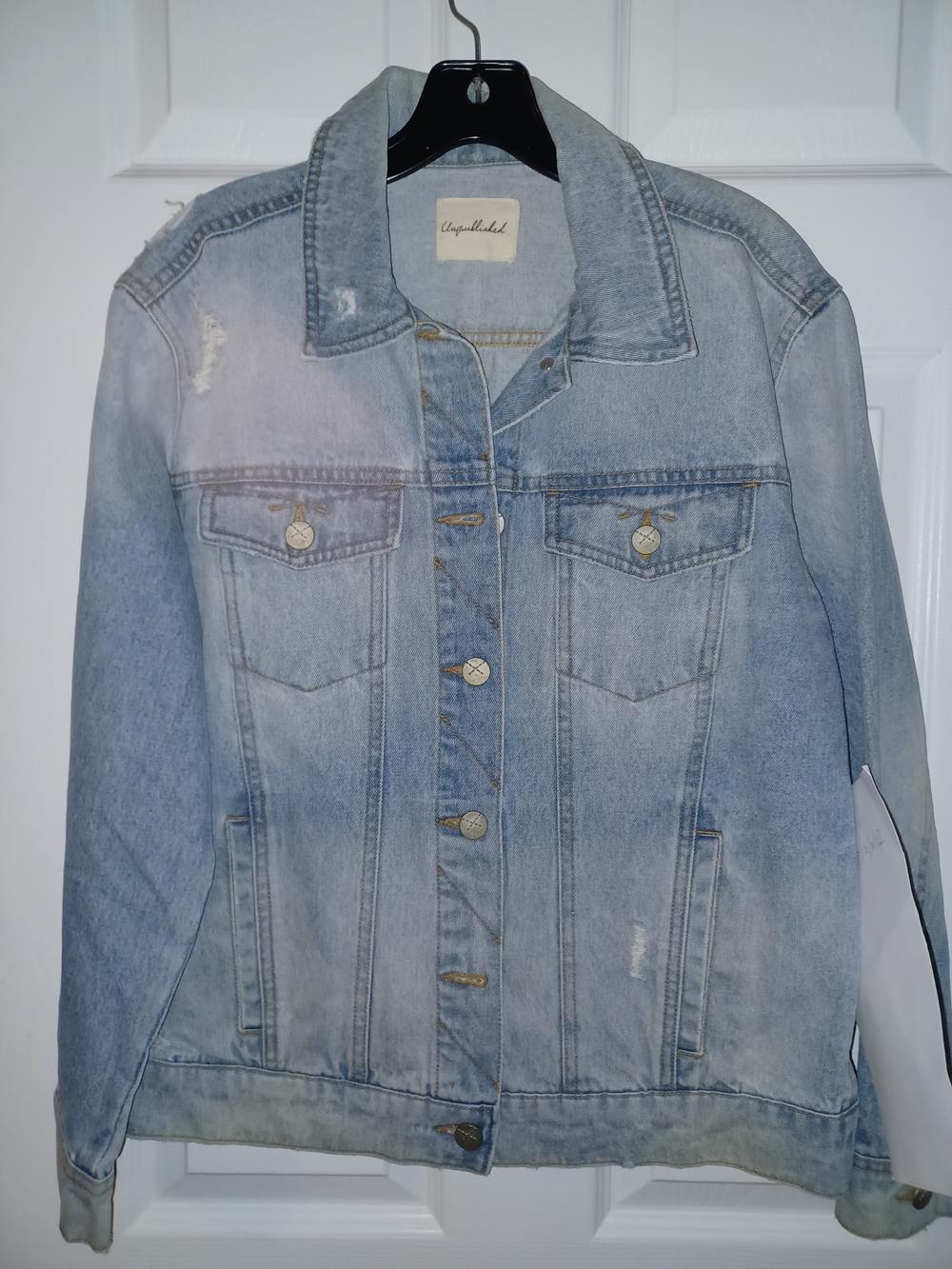 Unpublushed Light Blue Washed Distressed Slightly Denim Jacket